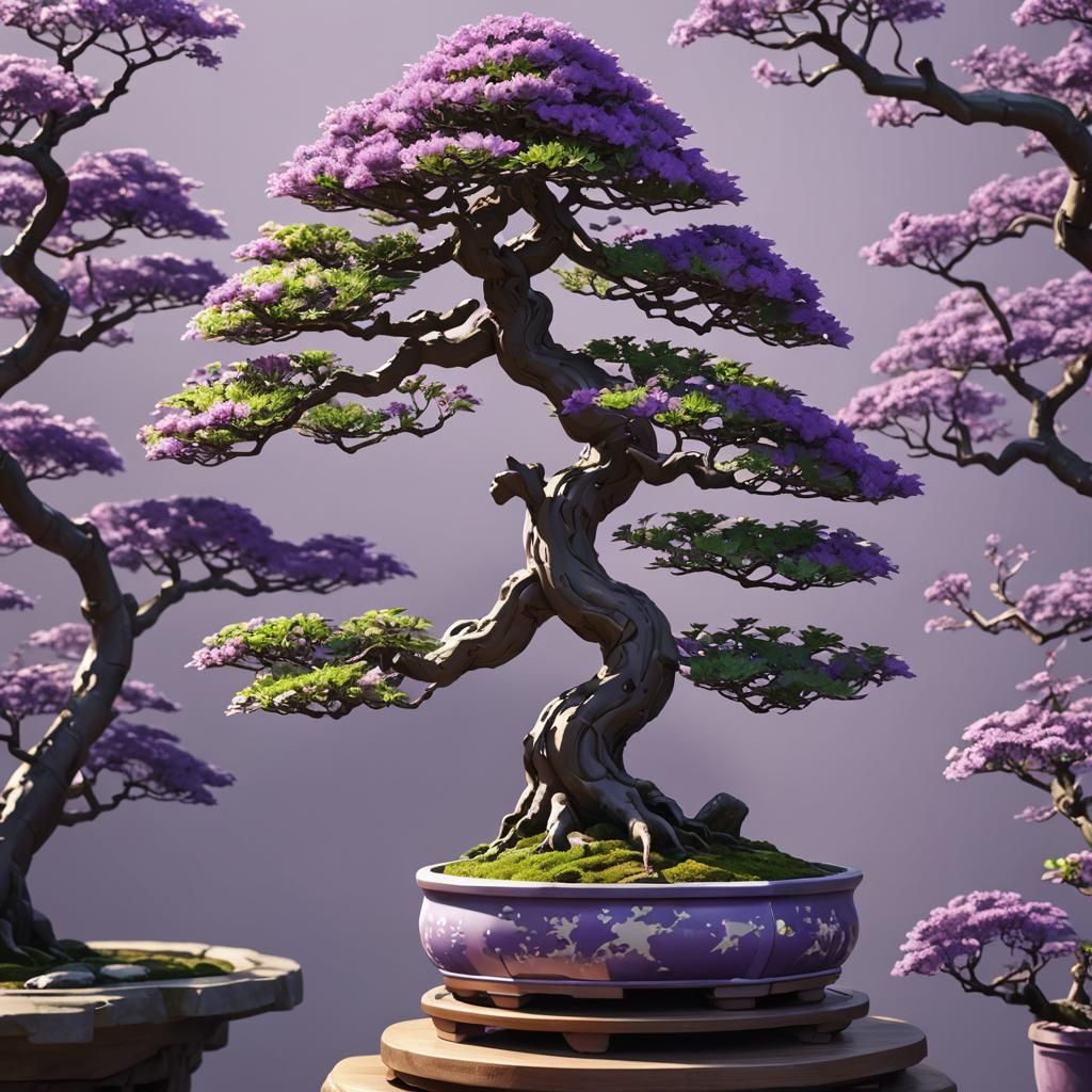 Bonsai Tree in Purple Anime Aesthetic