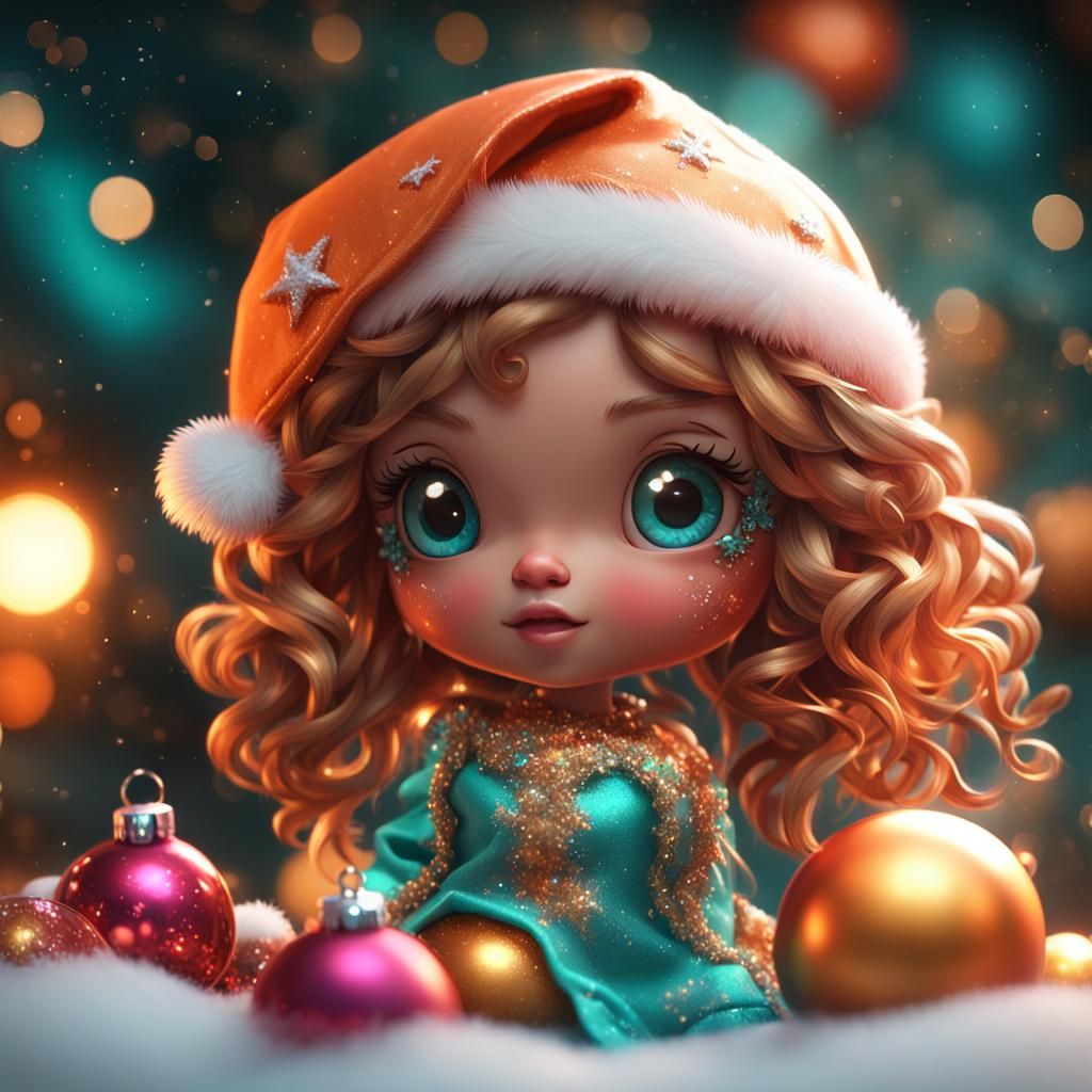 Glitter Christmas Doll in Art Nouveau Style