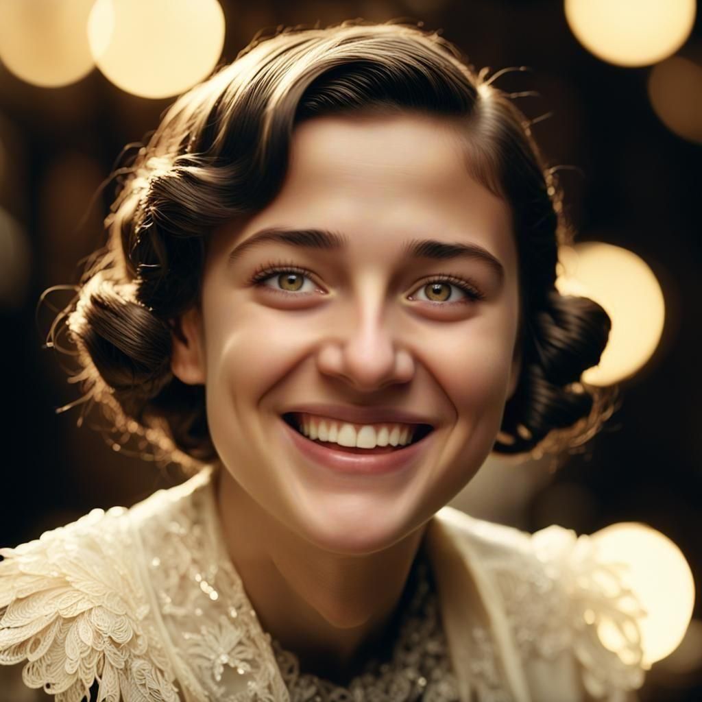 Joyful Face in 1920s Photography Style