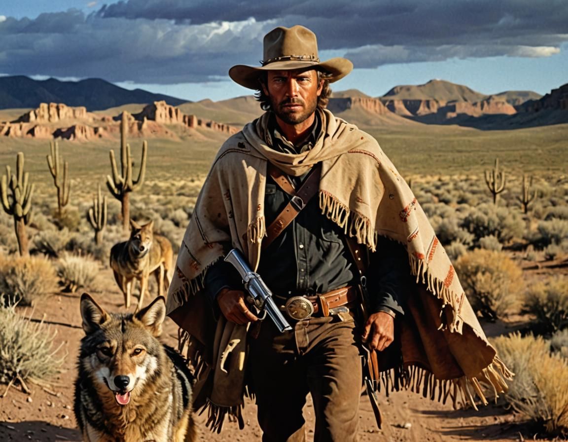 Wild West Bandit with Coyote in New Mexico