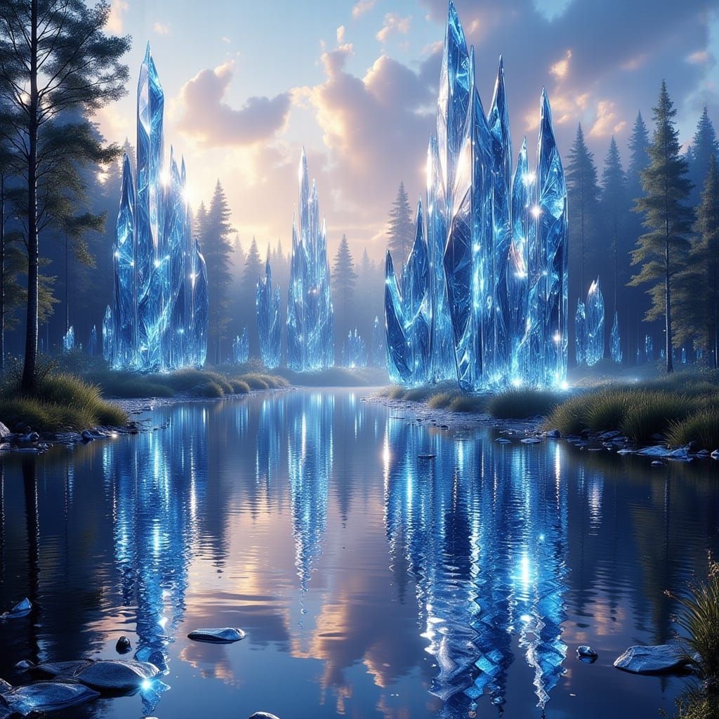 Futuristic Sapphire Buildings Reflecting Light in Cyberpunk ...