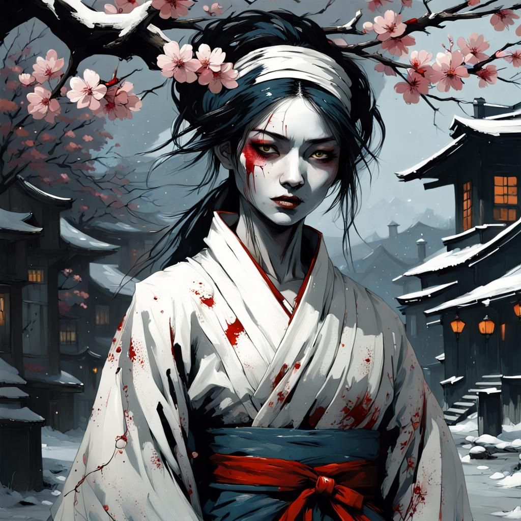 Japanese ghostly blood crazed witch