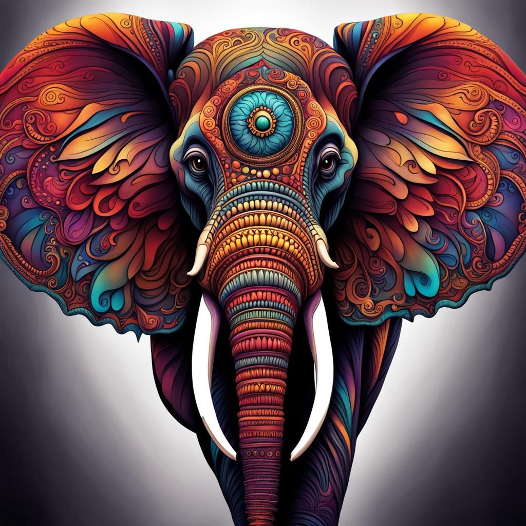 Whimsical Elephant Creature in Tim Burton Style