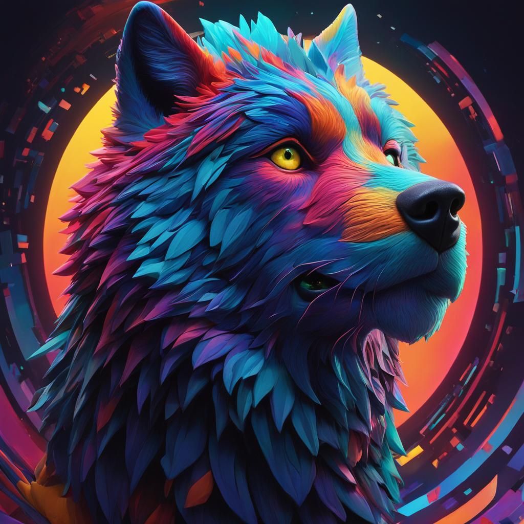 Arctic Wolf and Tiger Cub in 3D Digital Art