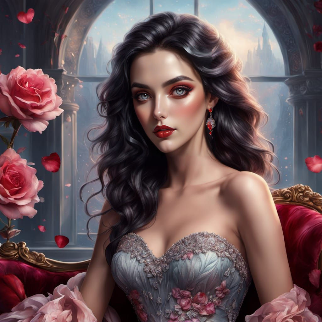 Romantic Valentine's Day Scene in Hyperrealistic Style