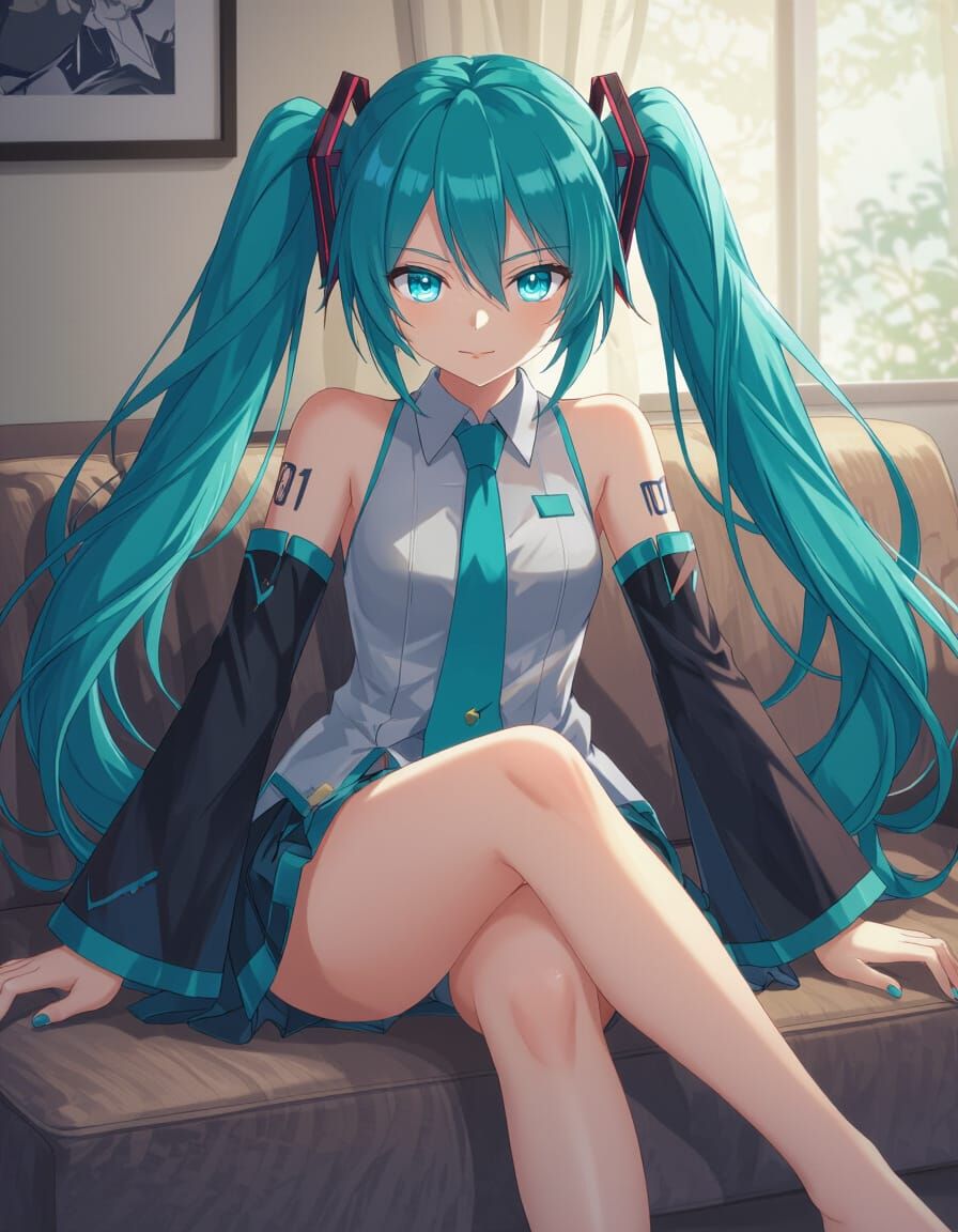 Hatsune Miku in Anime Style, Ultra-High Resolution
