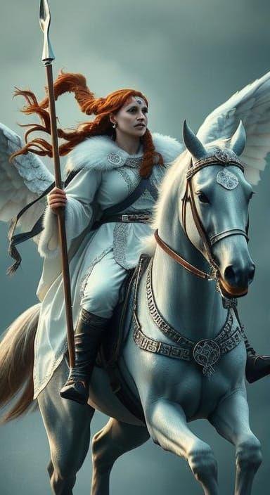 Valkyrie Riding Winged Horse: Cinematic Film Still