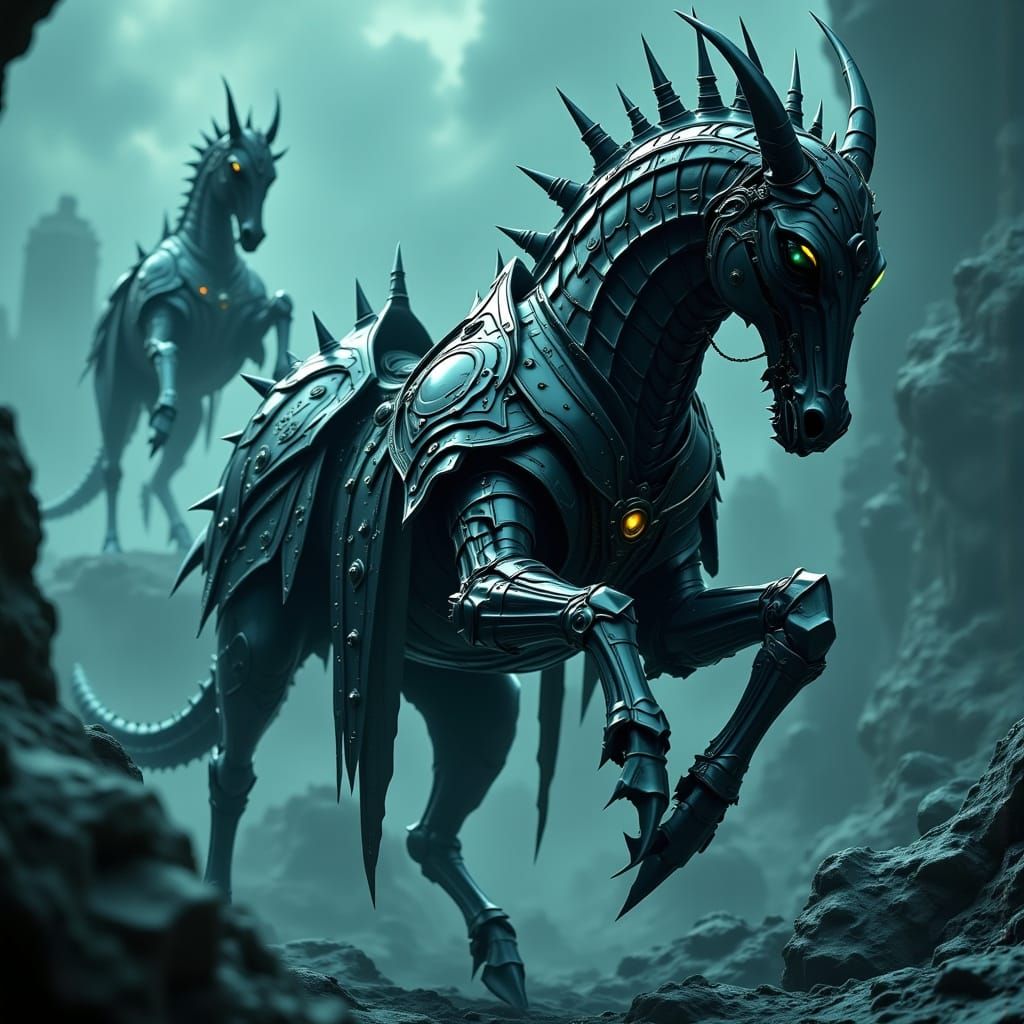 Armored Seahorse Warlords Emerge from Abyss in Dark Steel