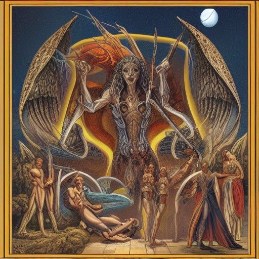 Hyperdetailed Image of Yaldabaoth and the Archons