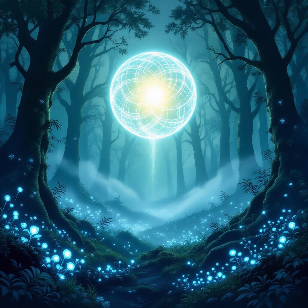 Bioluminescent Forest Gateway in Dark Fantasy Style