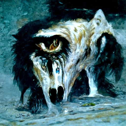 Wolf with Tears: Oil Painting