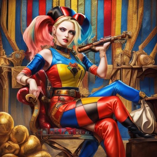 Renaissance Jester Portrait with Lute, Oil Painting