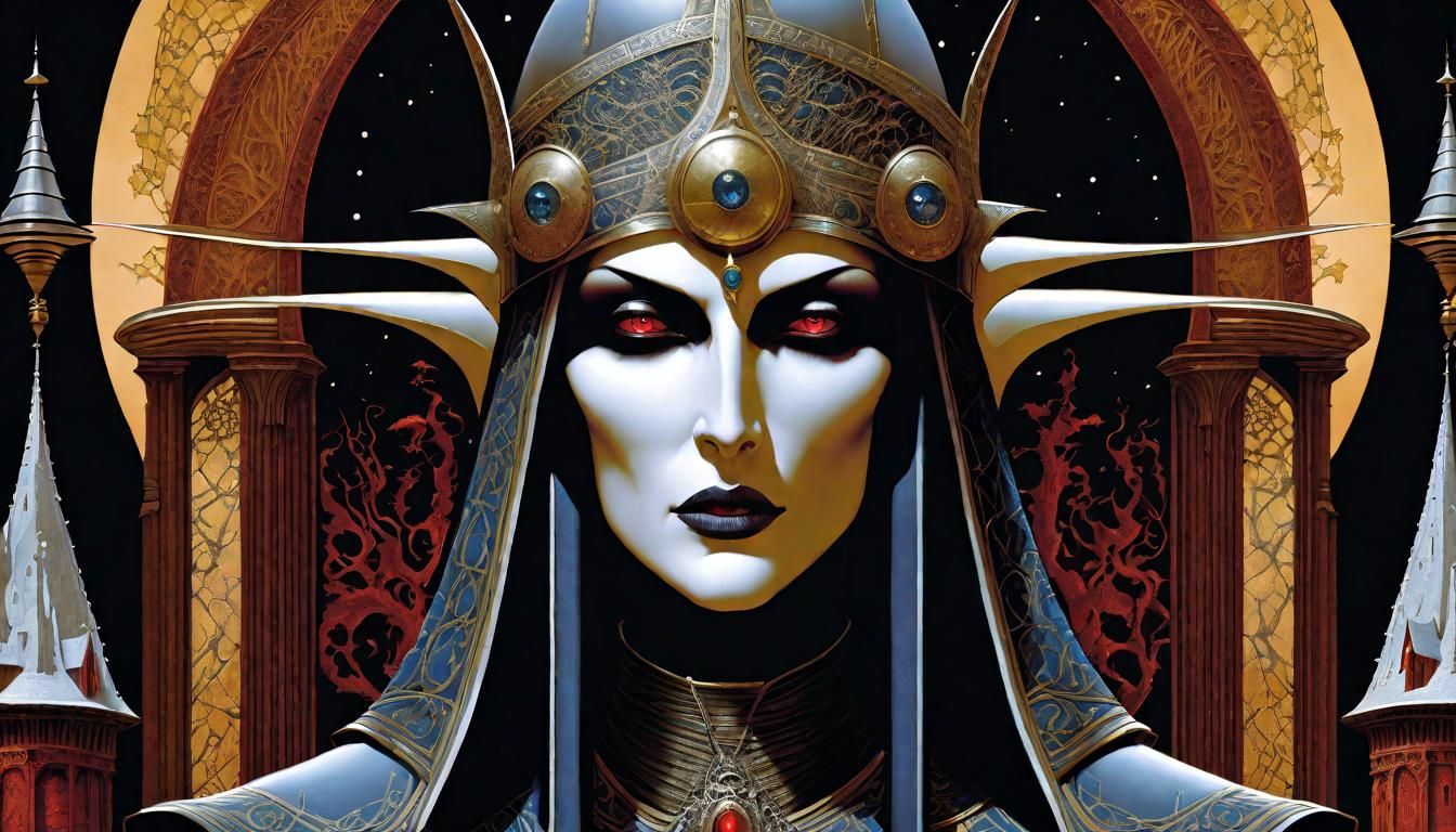 Medieval Sorceress in Visionary Surrealism Style