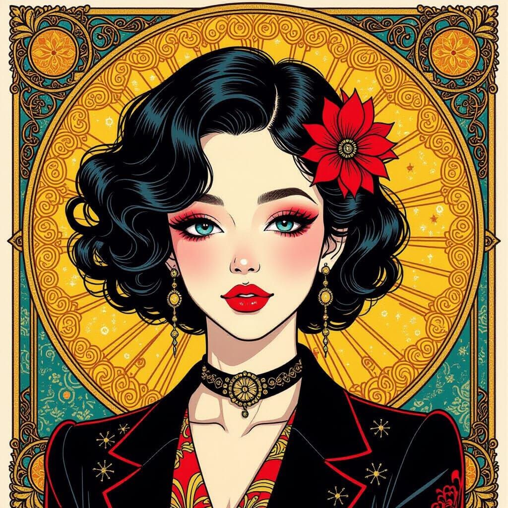 Haberdasherypunk Portrait Inspired by Klimt and Amano