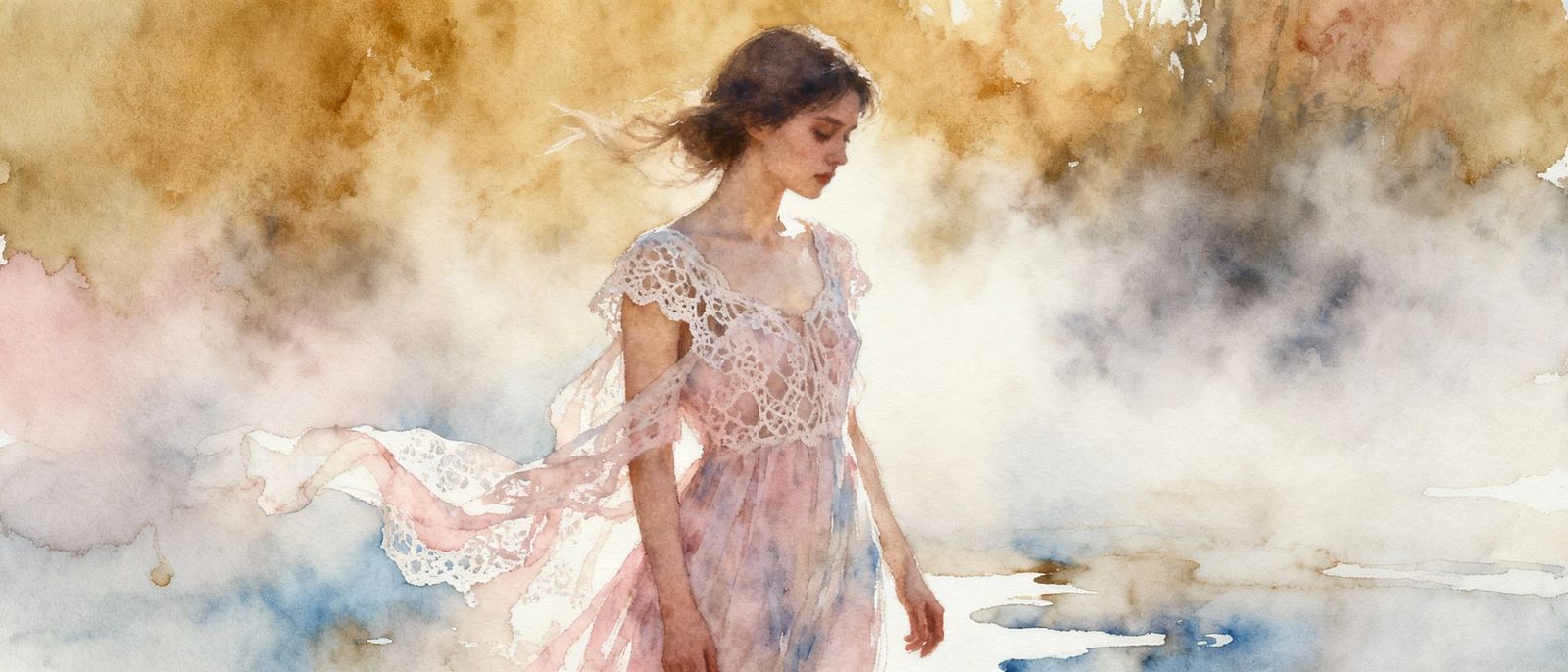 Dreamy Watercolour Portrait with Autumn Hues