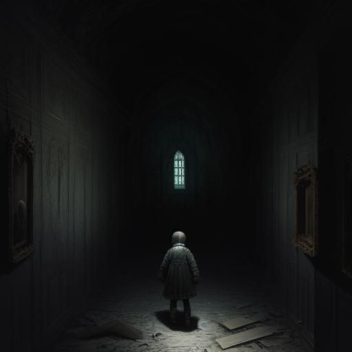 Disturbing Child Drawing in Gothic Horror Style