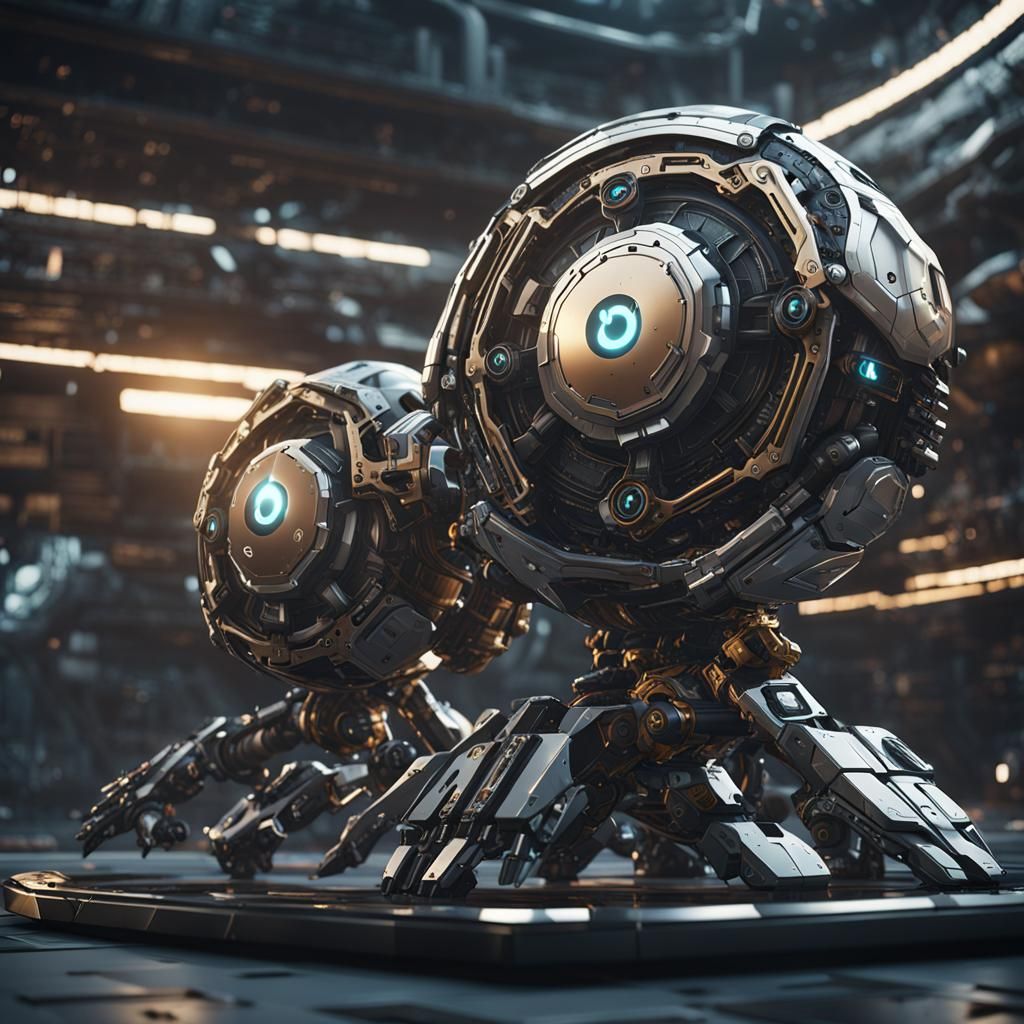 Mecha Yin Yang in Sci-Fi Style