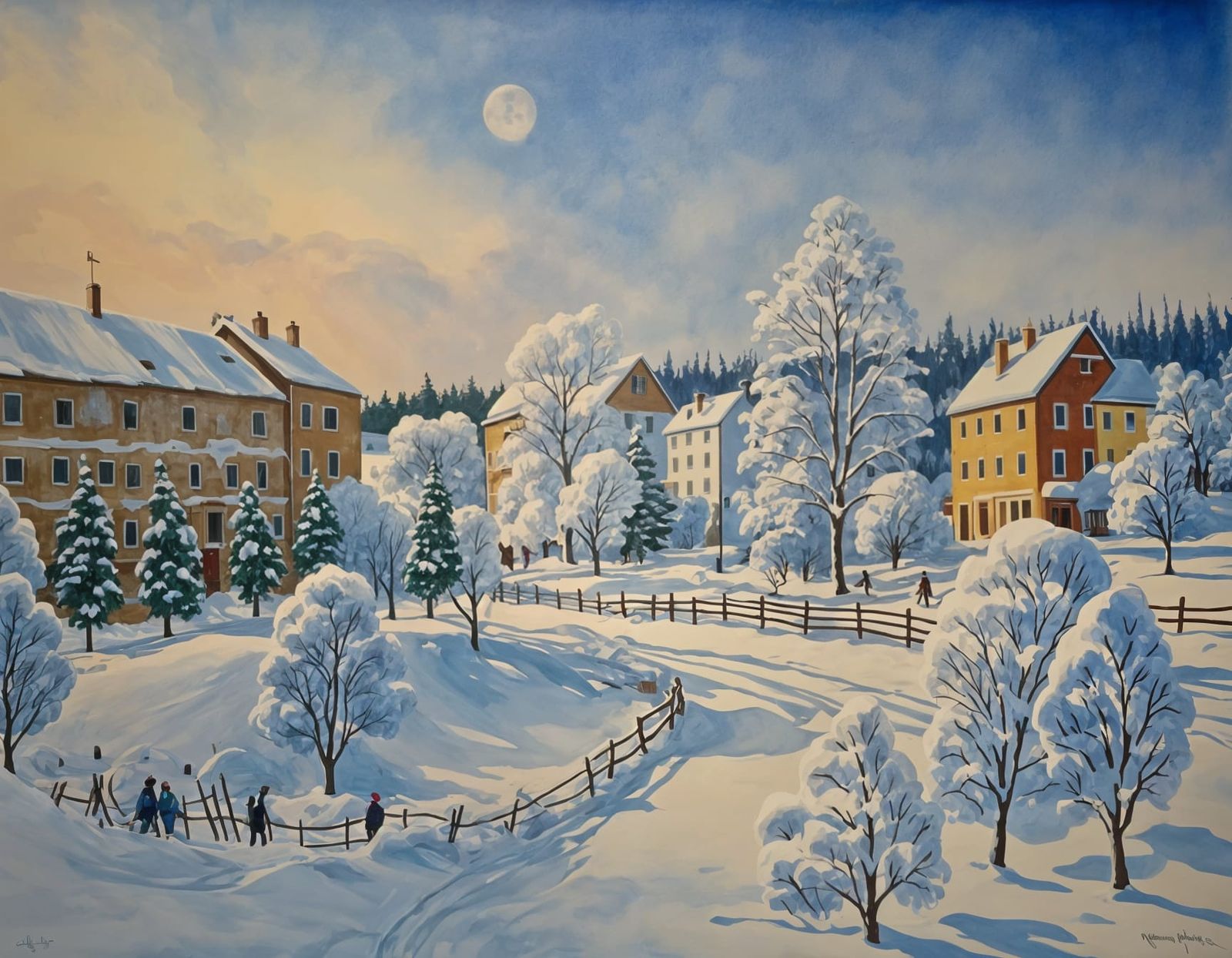 Frosted Winter Landscape in Soft Pastels