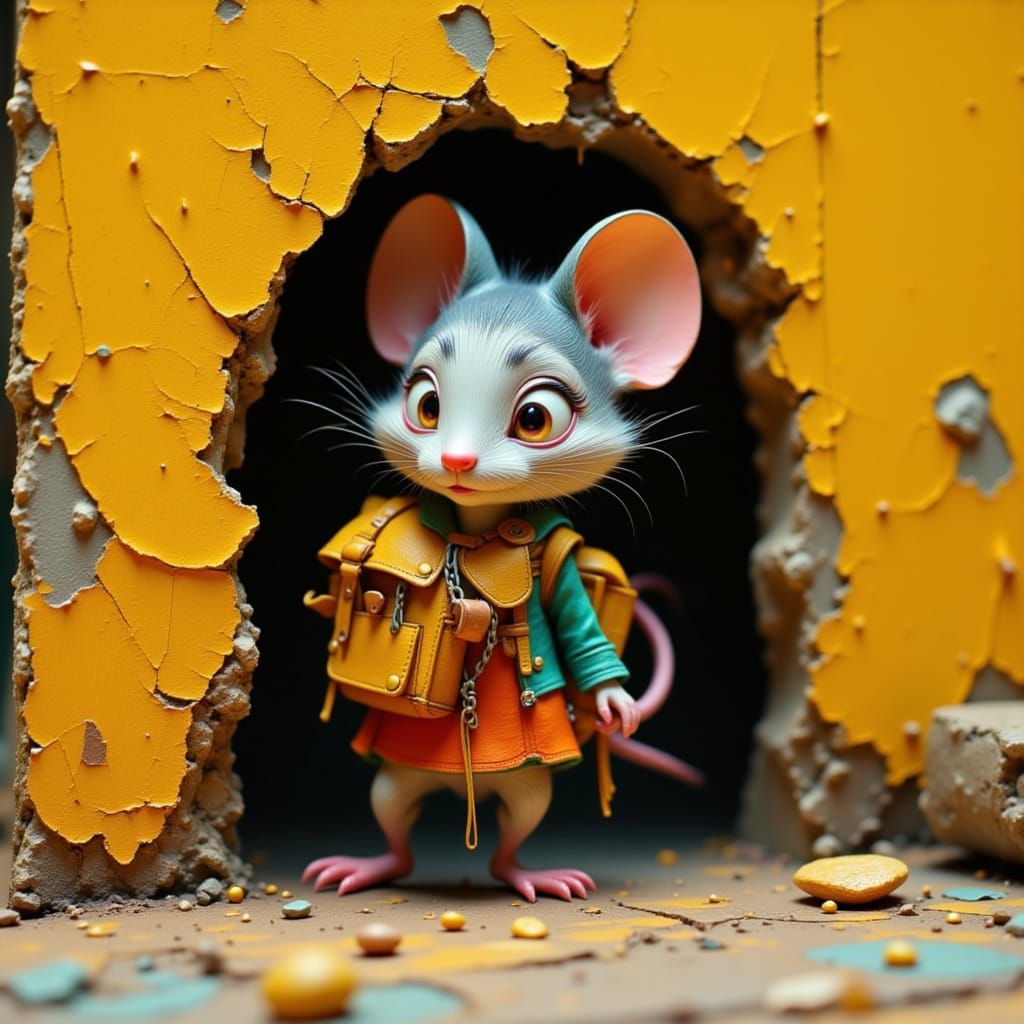Mouse Character in Vibrant Color-Clay Style
