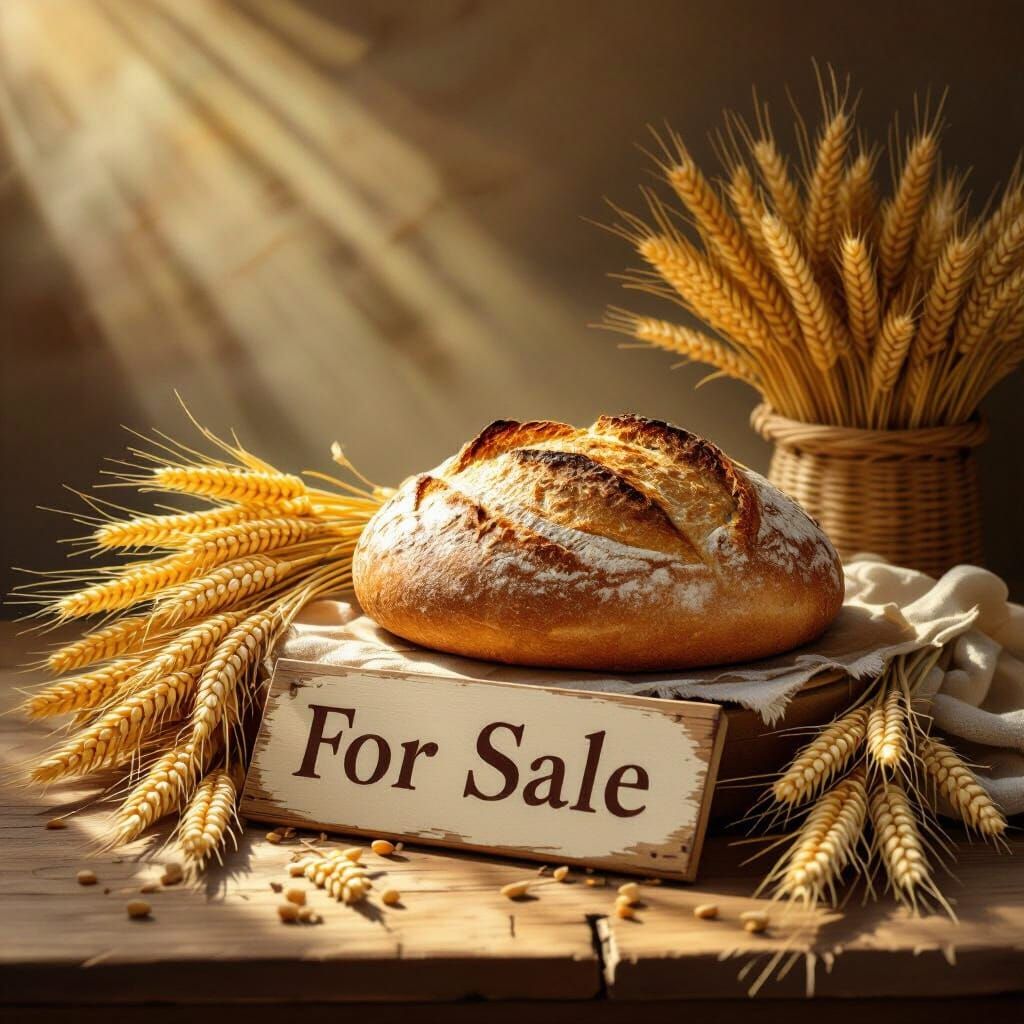 Fresh Farm Bread Still Life, Impressionist Style