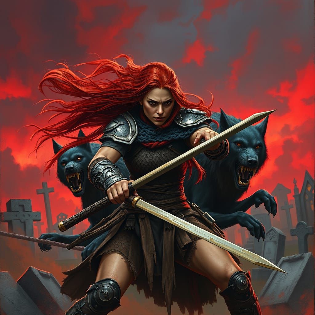 Viking Warrior Battle in a Blood-Red Twilight