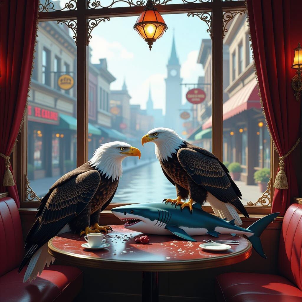 Eagle Eats Shark in Orson Welles Burlesque Cafe