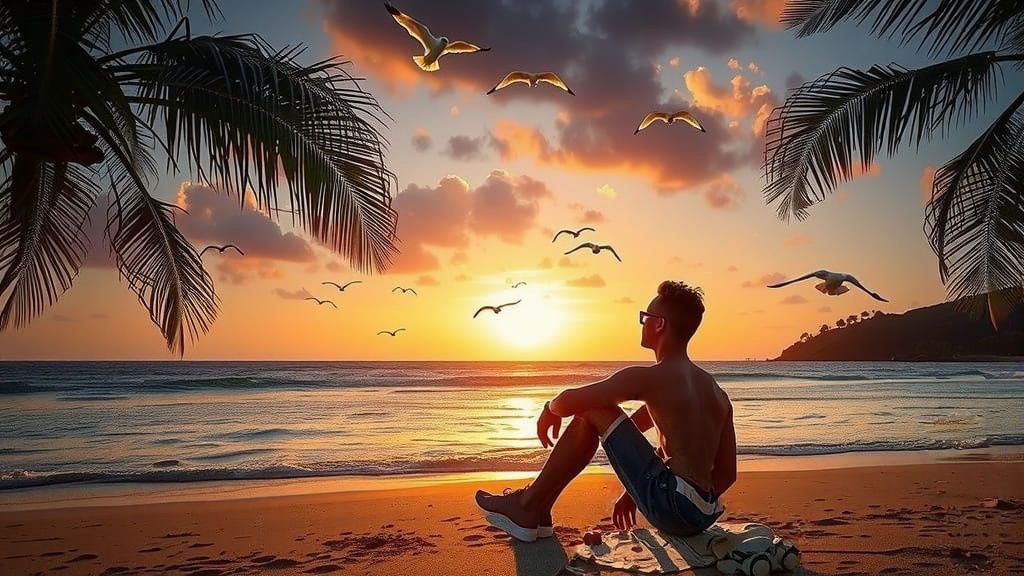 Serene Sunset Moment on the Beach