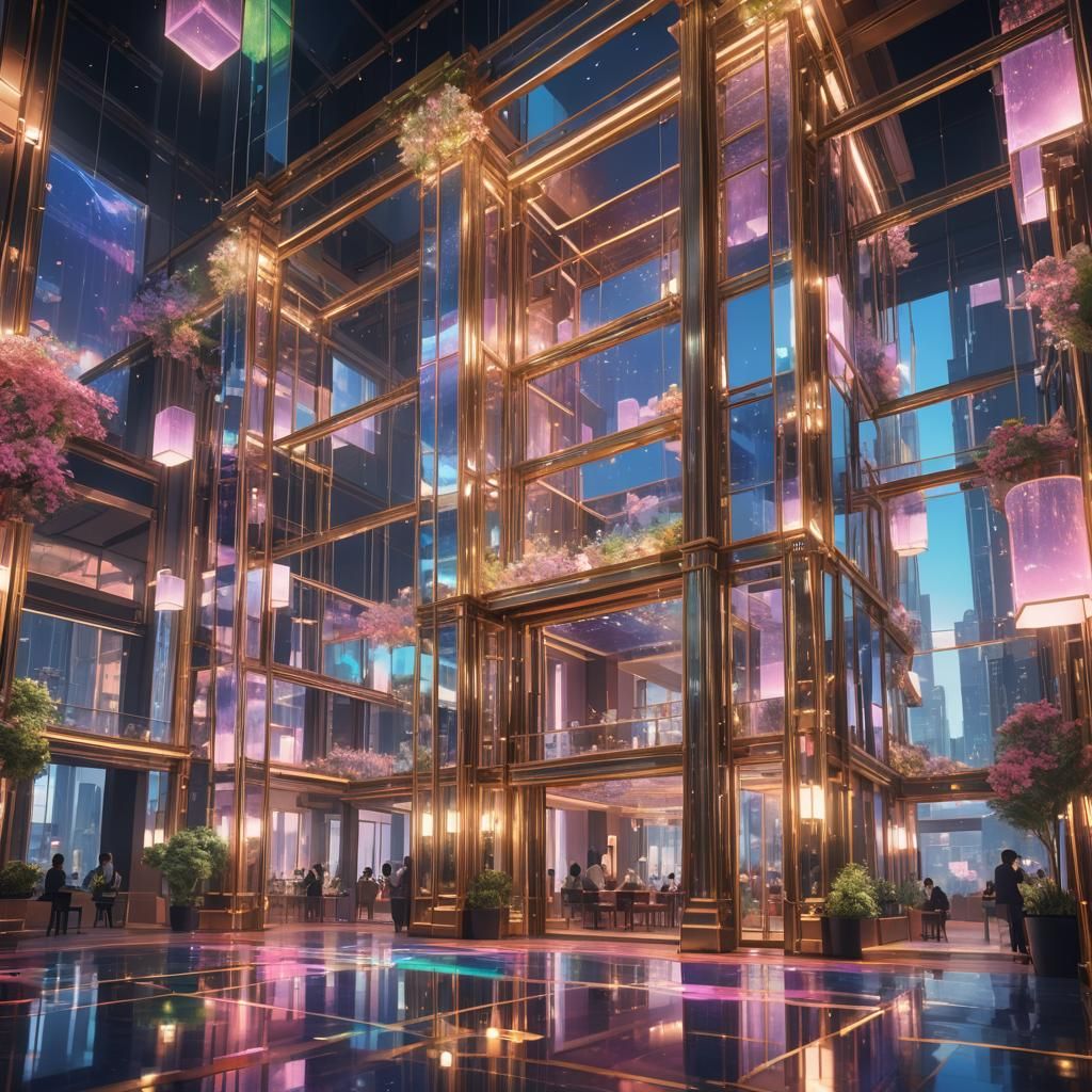 Luxury Rainbow Architecture with Anime Art Inspiration