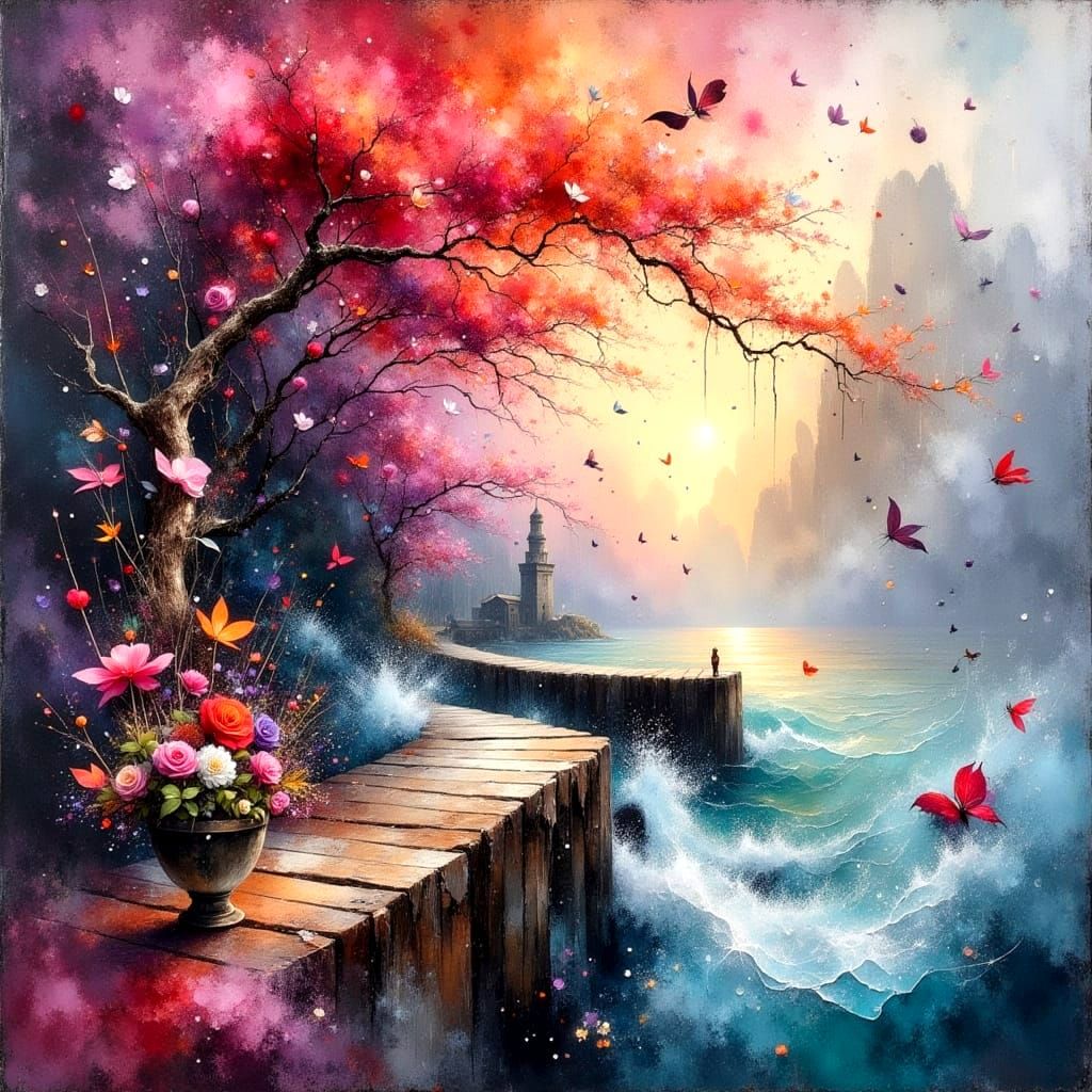 Enchanted Impressionistic Landscape with Vibrant Color Palet...