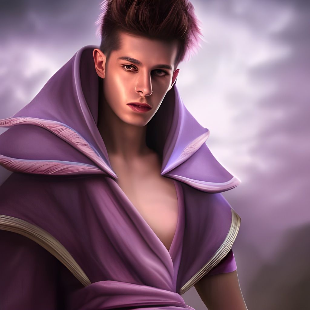 Young Wizard in Purple Robe: Photorealistic Concept Art