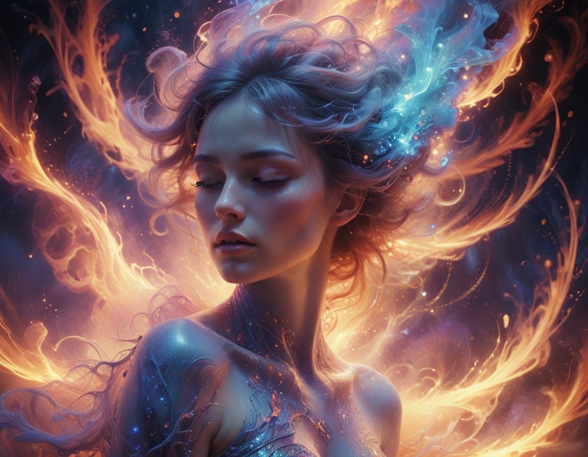 Ethereal Contortion in Vibrant Oil Painting