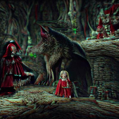 Child of Red Riding Hood in Dark Dungeon
