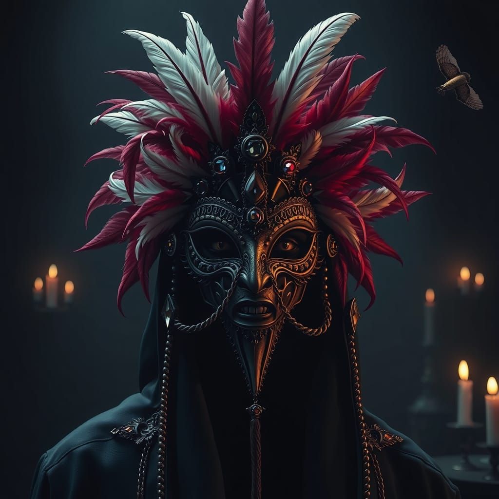 Surrealist Figure in Elaborate Mask