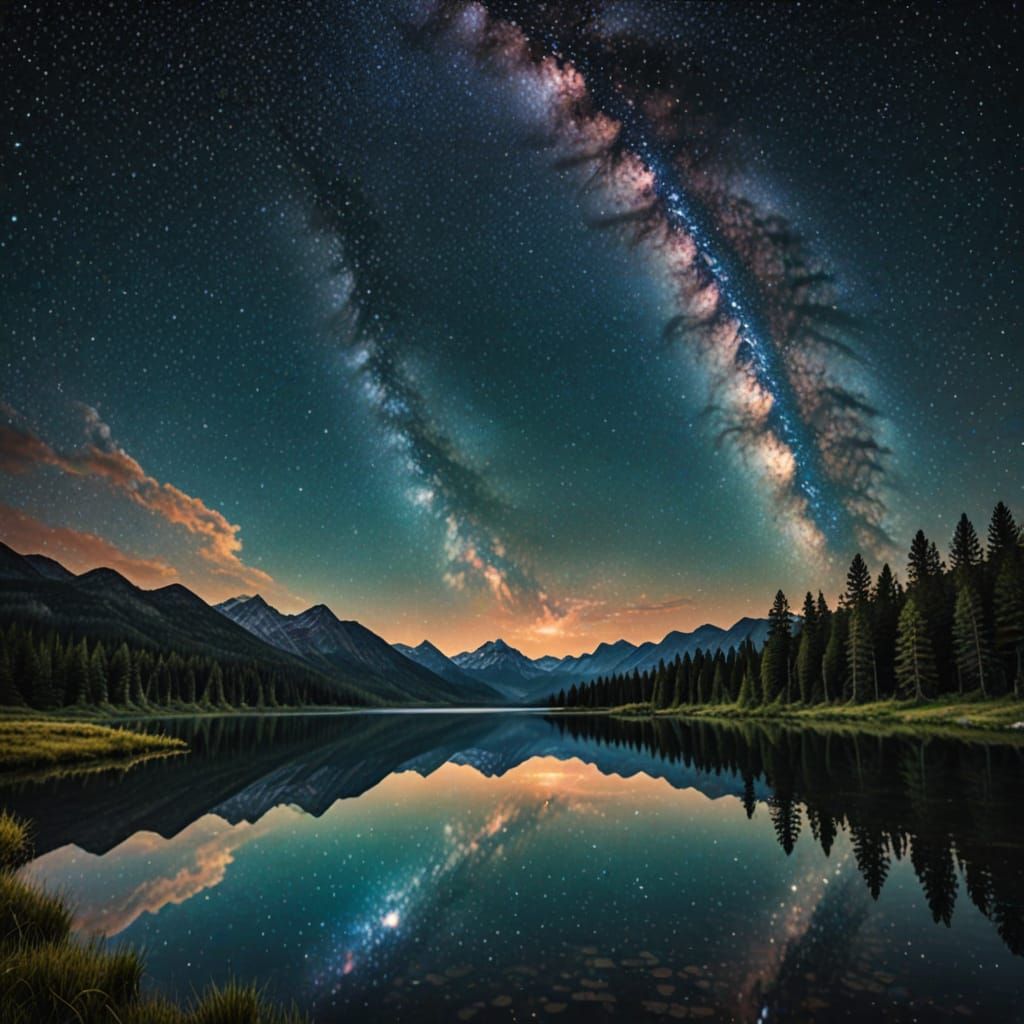 Cinematic Starry Sky Reflection Over Lake