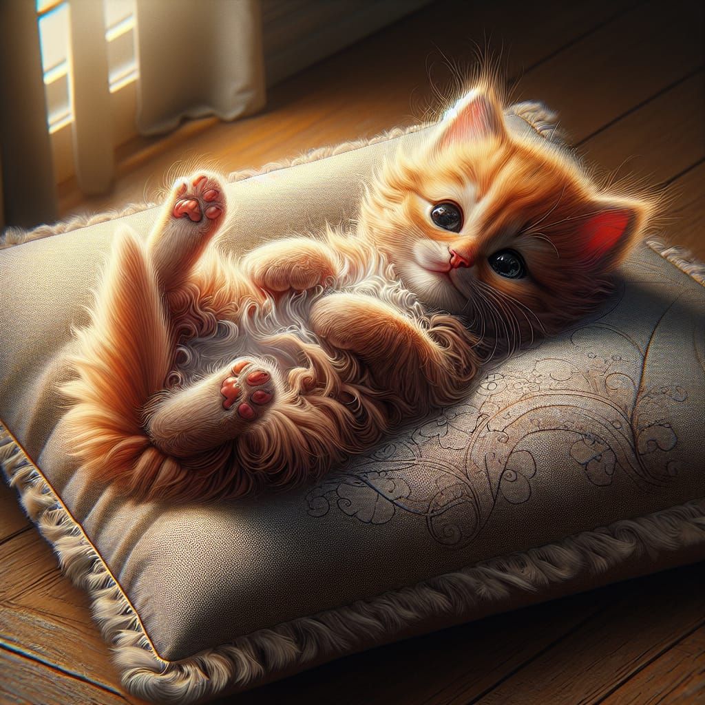 Whimsical Kitten in Vibrant Fantasy Setting