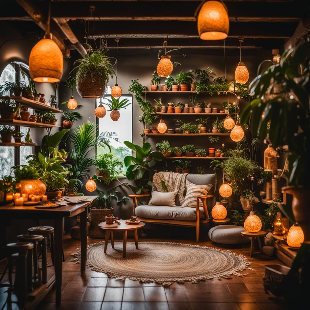 Cozy Room Overflowing with Tropical Plants