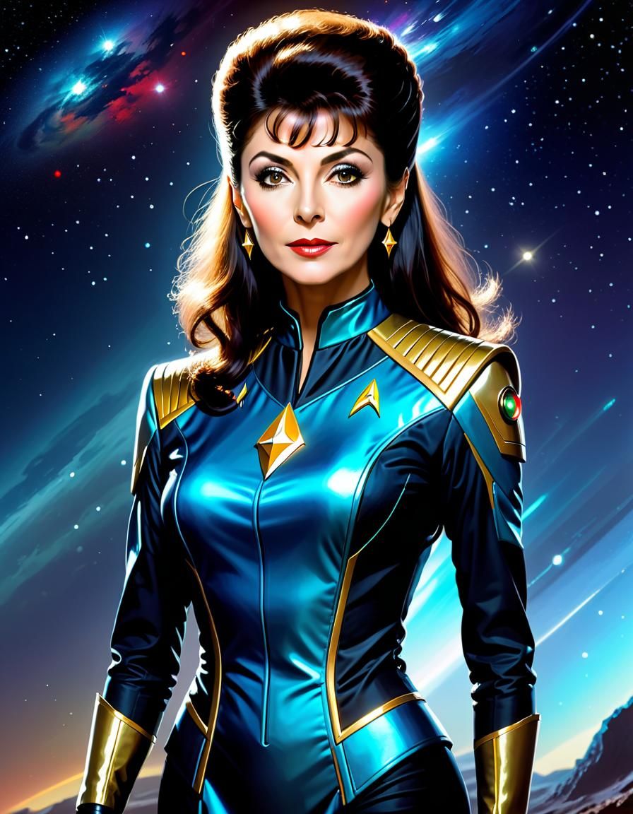 Futuristic Deanna Troi in Alcohol Ink Style