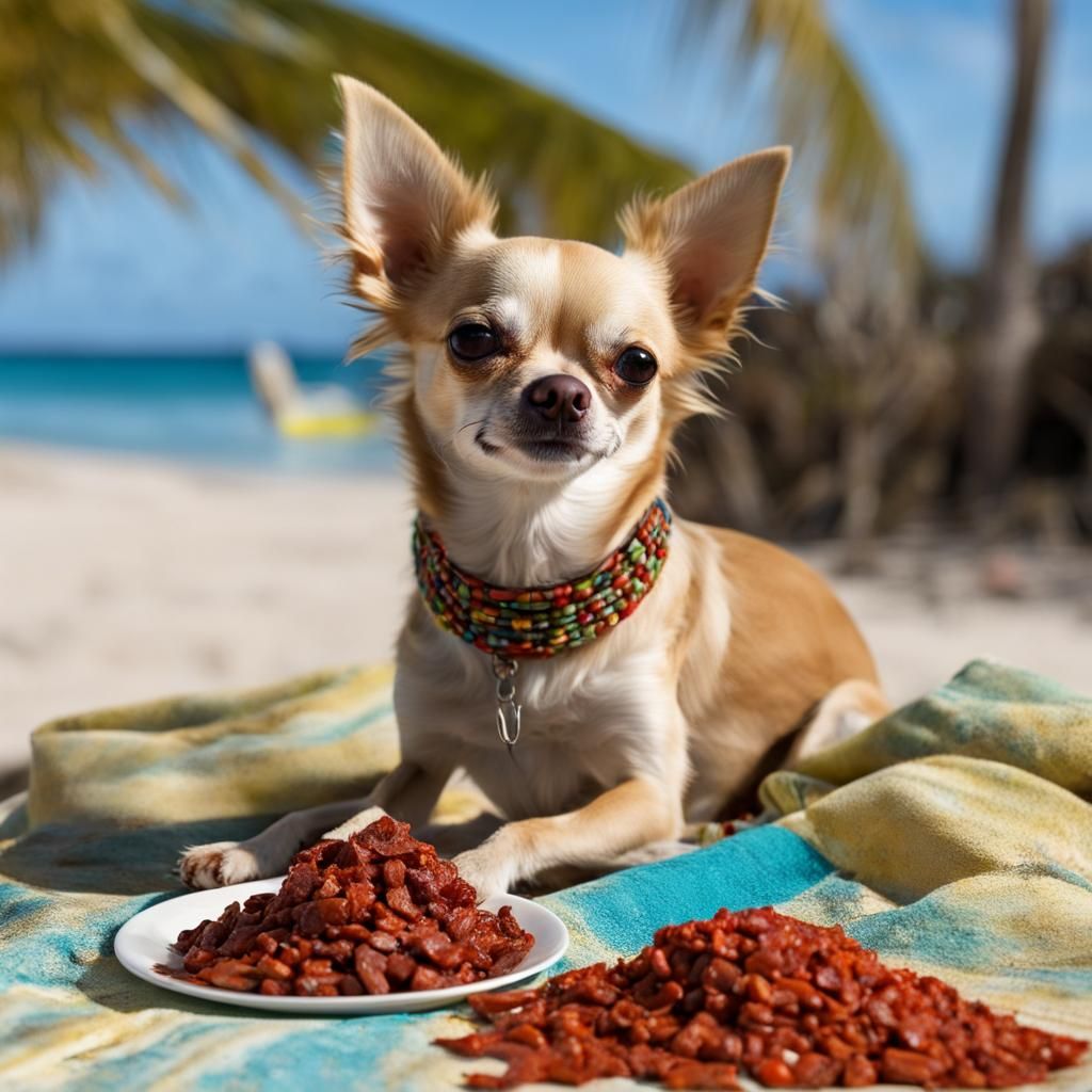 Chihuahua Chilling on Caribbean Coast in Complementary Color...