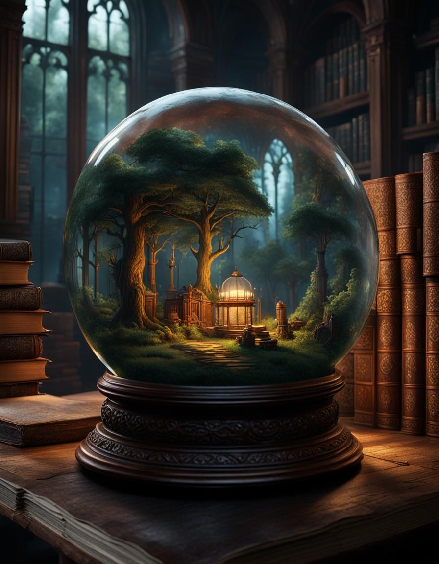 Forest Scene in Crystal Ball: Fantasy Concept Art