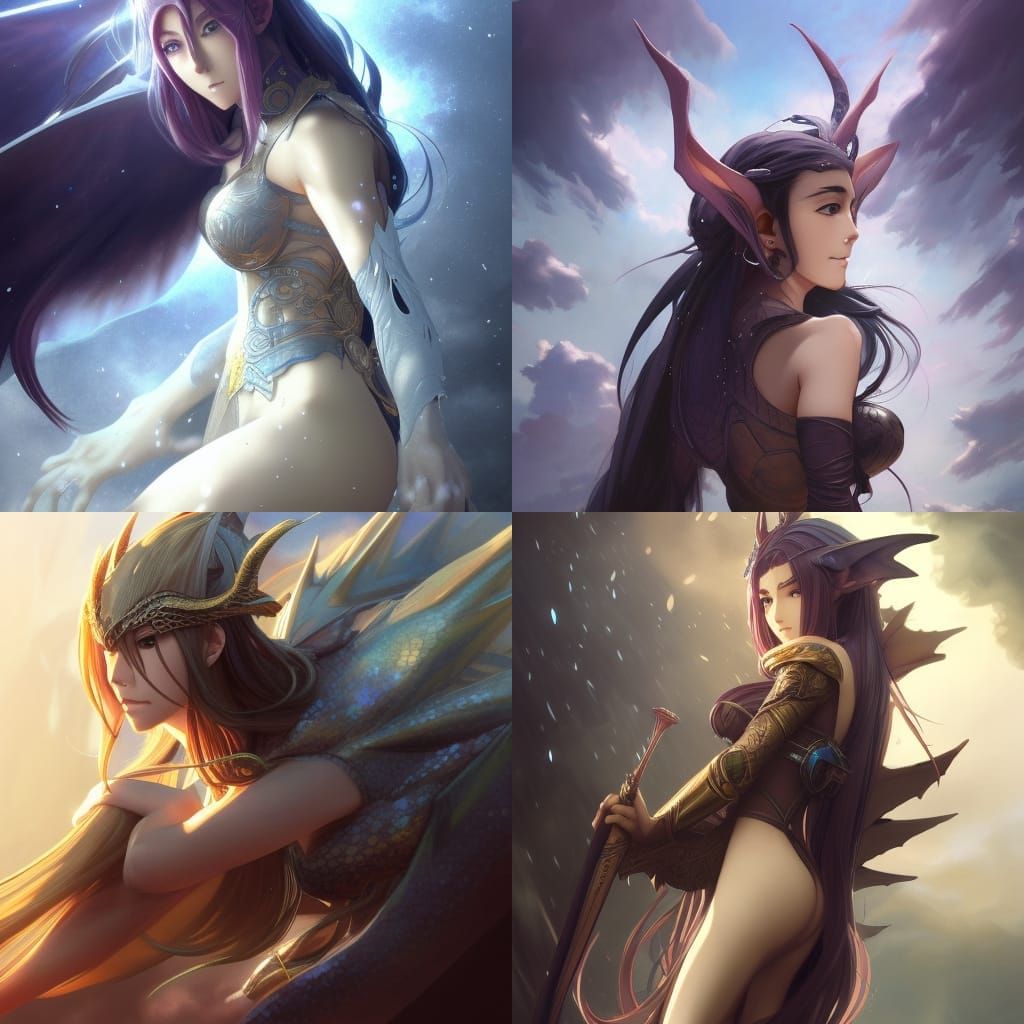 Elven Woman Riding Dragon: Hyperdetailed Fantasy Portrait