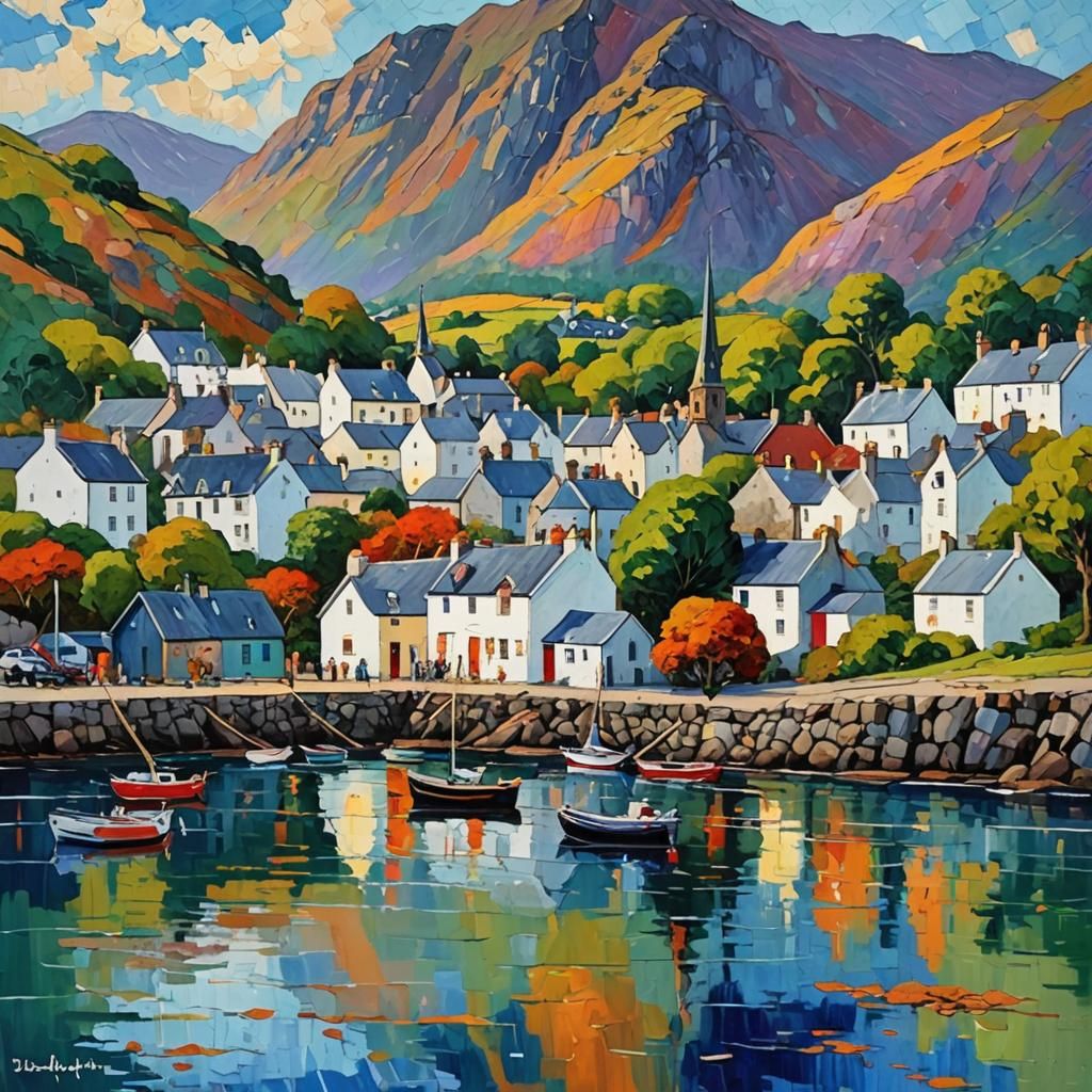 Plockton in Neo-Impressionistic Impasto Style