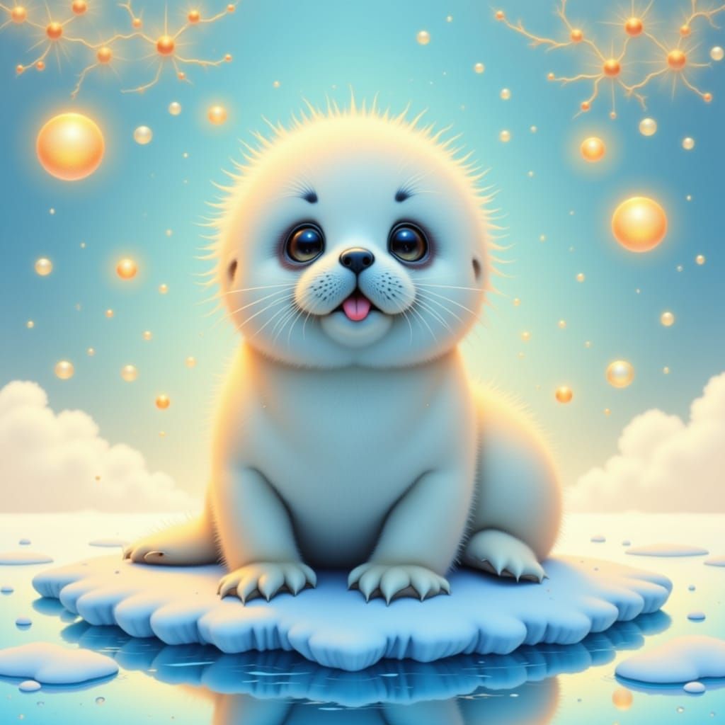 Soulful Harp Seal Pup in Golden Light
