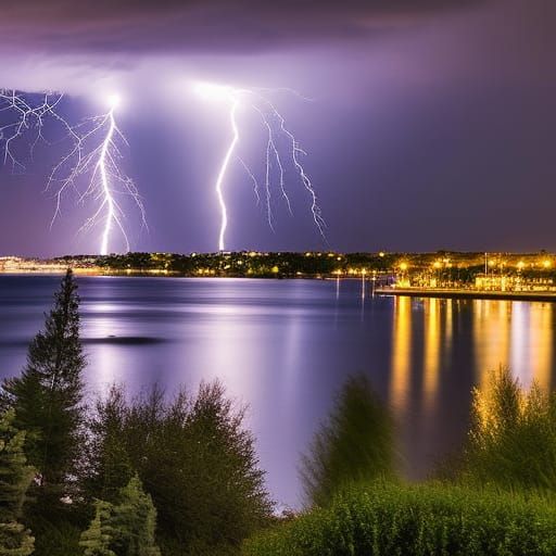 Lightning Storm Over Bay Harbor: Award-Winning Night Photo