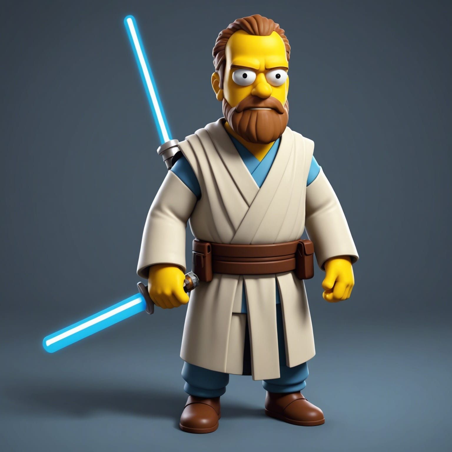 Obi-Wan Kenobi as Simpsons Character in 3D