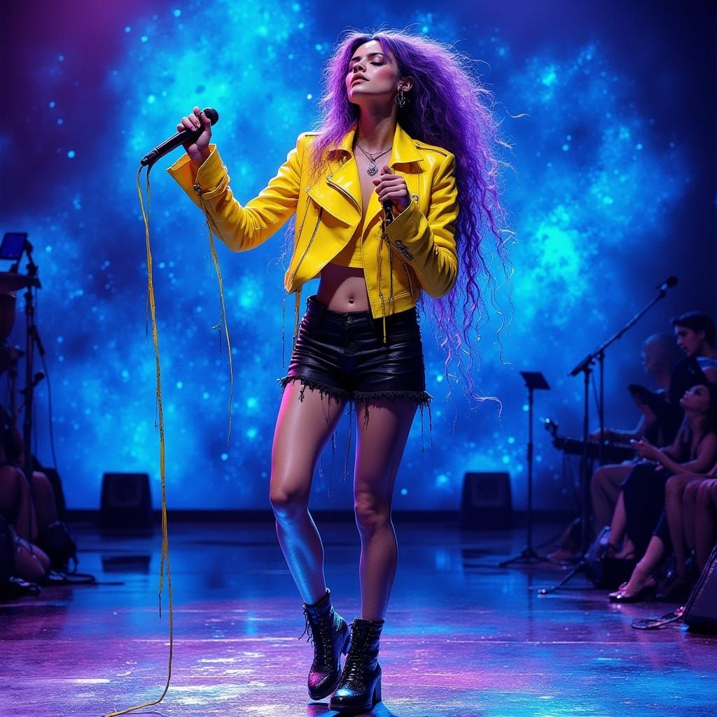 Singer Hitting High Note on Stage