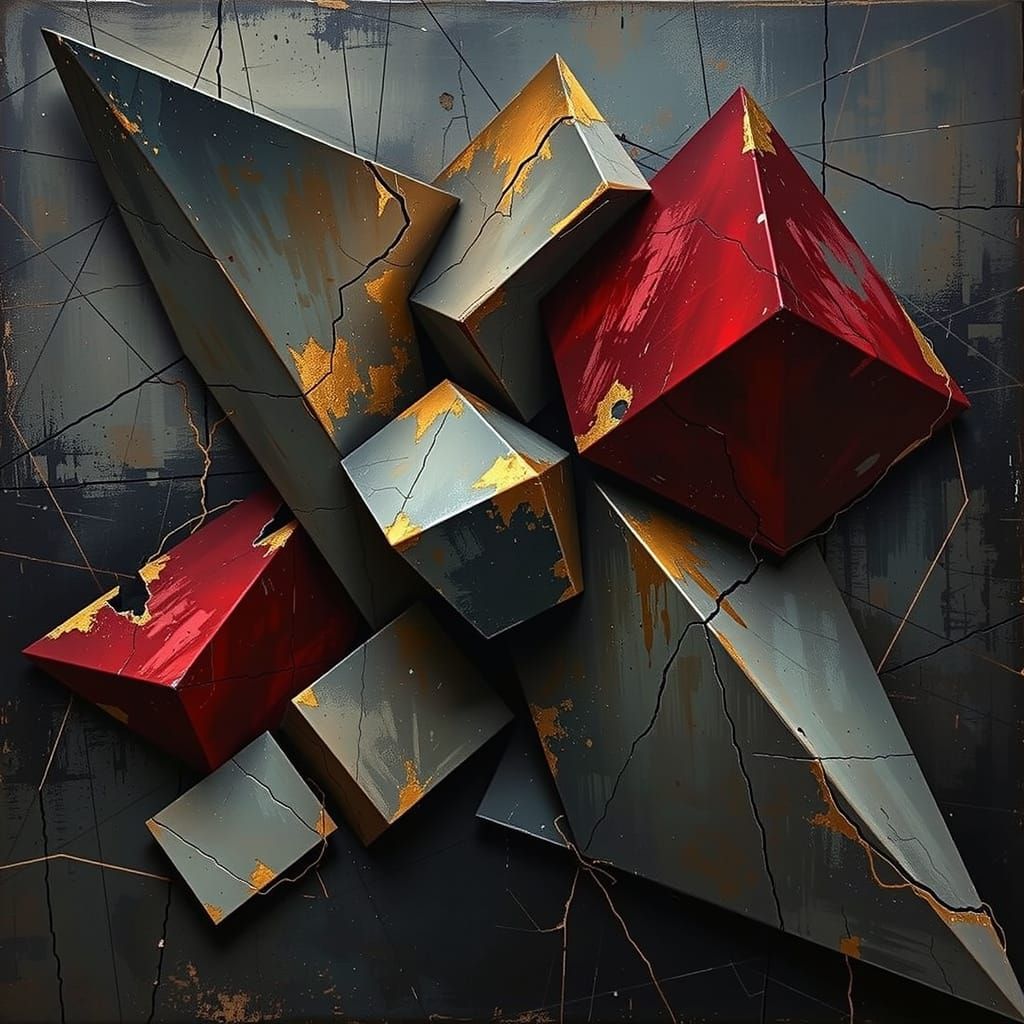 Geometric Abstraction: Tessellated Shapes in Red, Blue, and ...