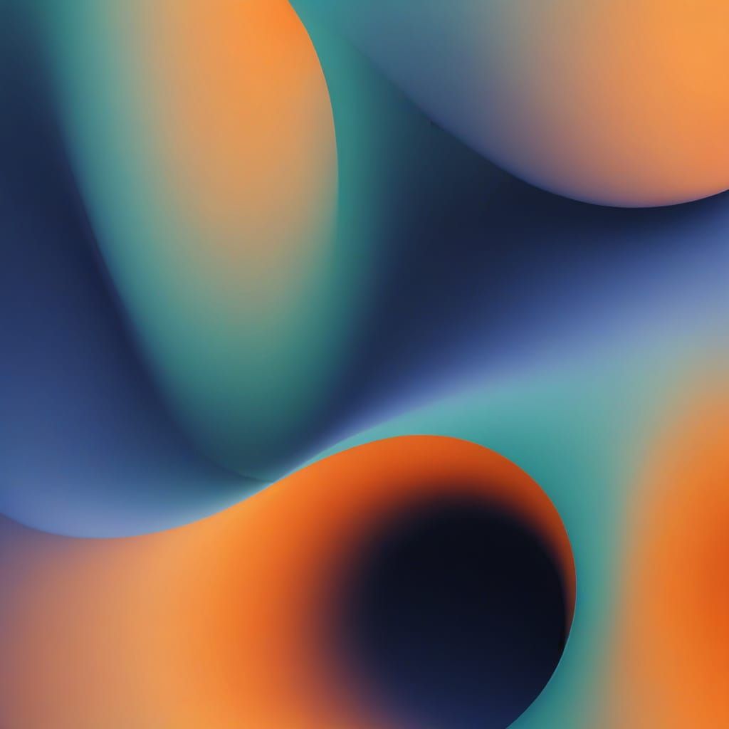 Orange Jade Indigo Wave Curve Gradient Abstract Art