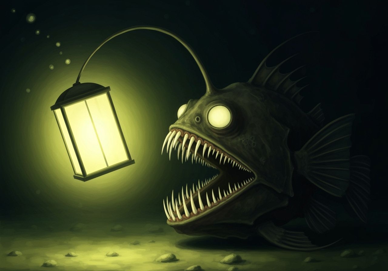 Deep Sea Anglerfish in Painterly Horror Style