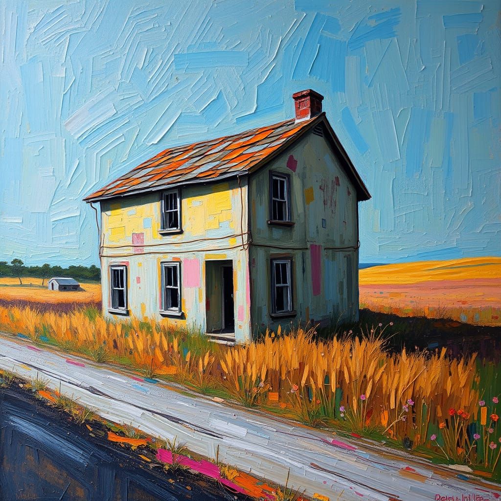 Abandoned House in Neo-Impressionistic Expressionist Style