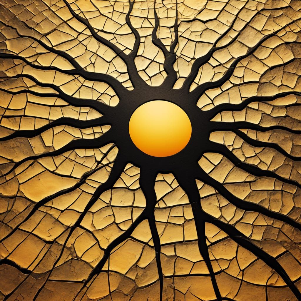 Surreal Landscape with a Tired Sun in a Desolate World